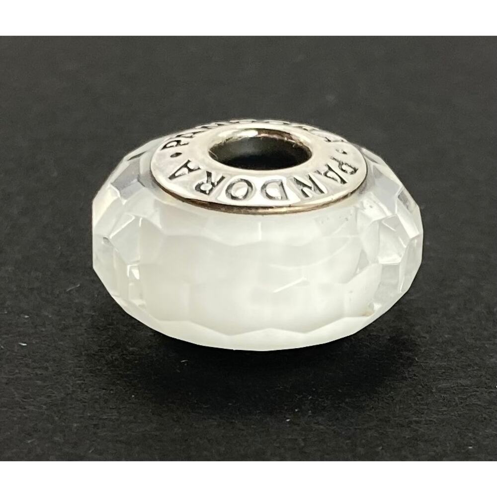 Pandora Murano glass facet white charm